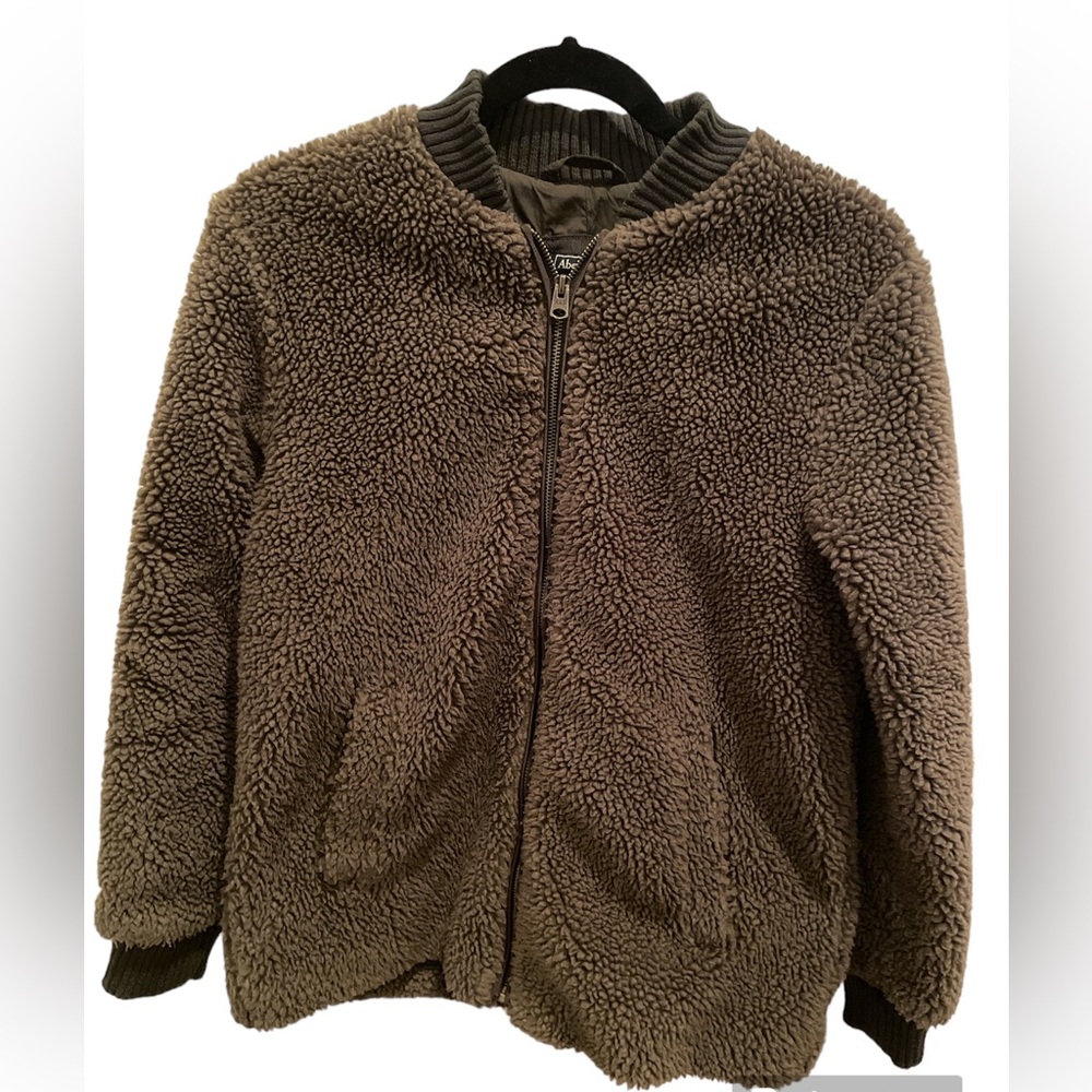Abercrombie & Fitch Green Teddy Bomber Coat Size XS